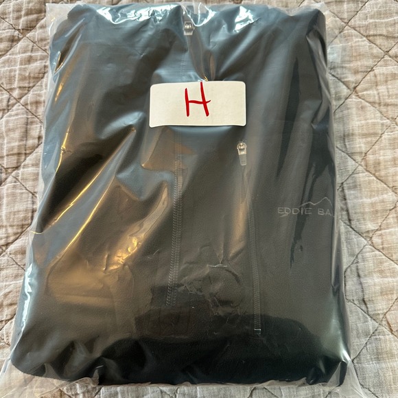 Eddie Bauer Mens Black Quarter Zip Fleece Pullover Jacket Size M Pocket - Picture 8 of 8